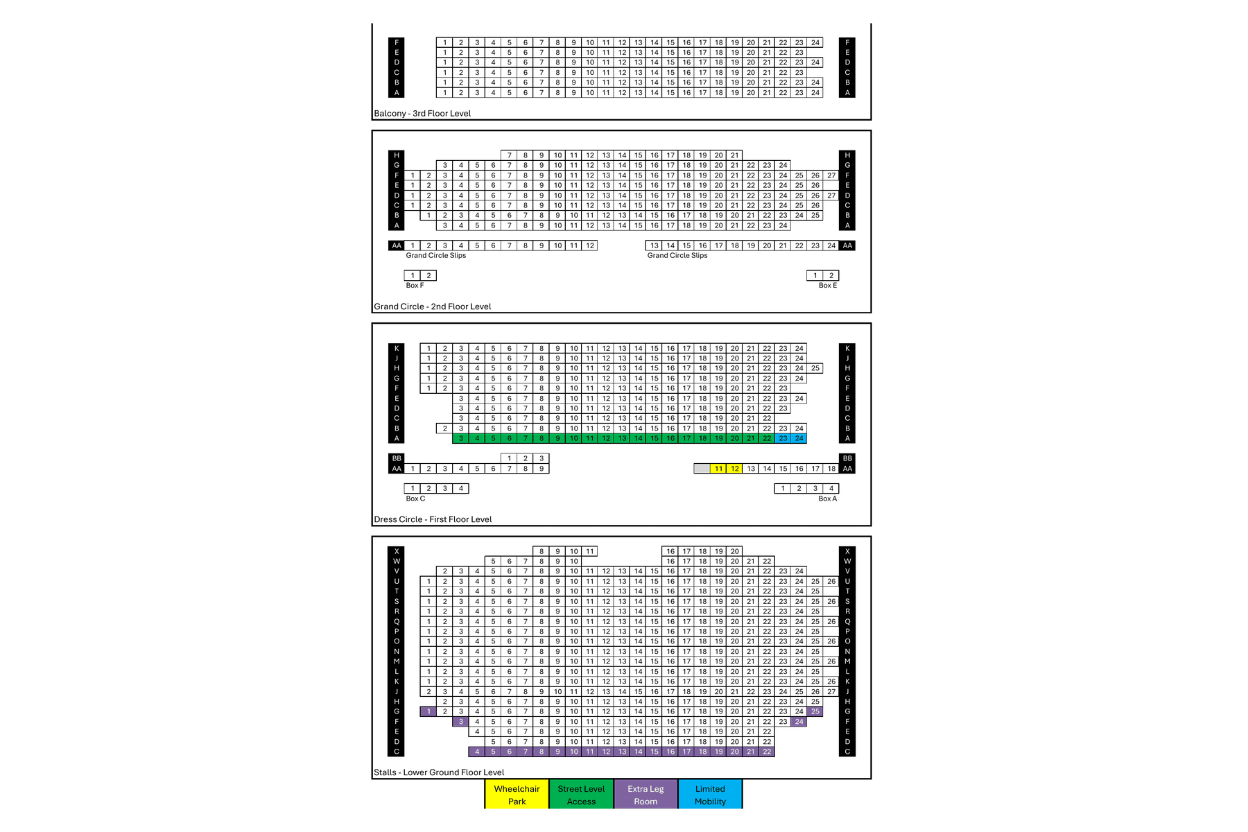 Novello Theatre seating plan